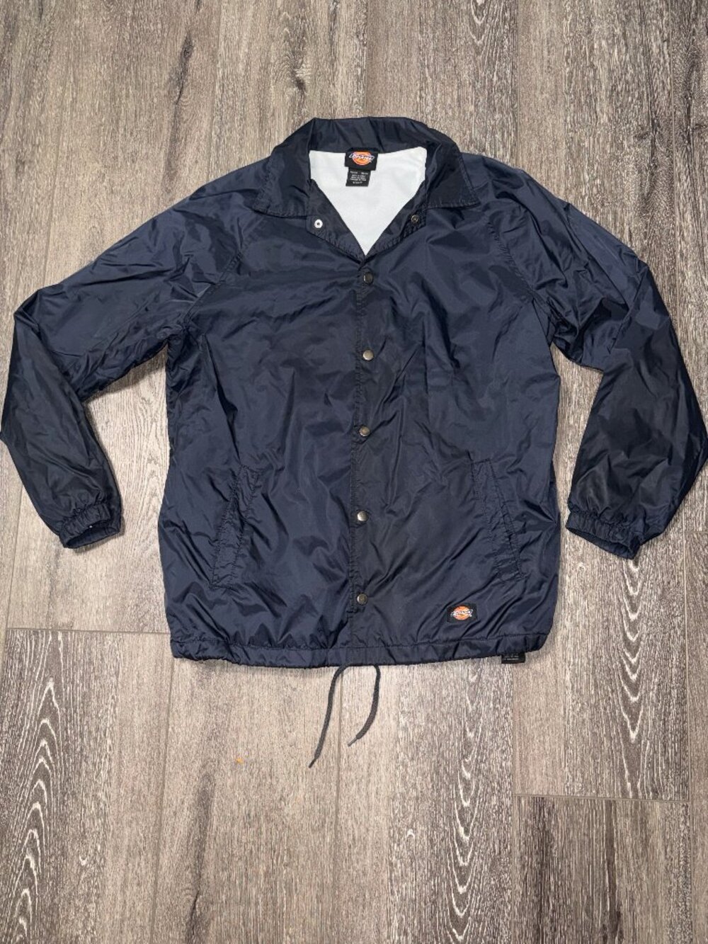 Dickies Men’s Jacket Snap Front Lined Windbreaker Nylon Size S Small Navy Blue